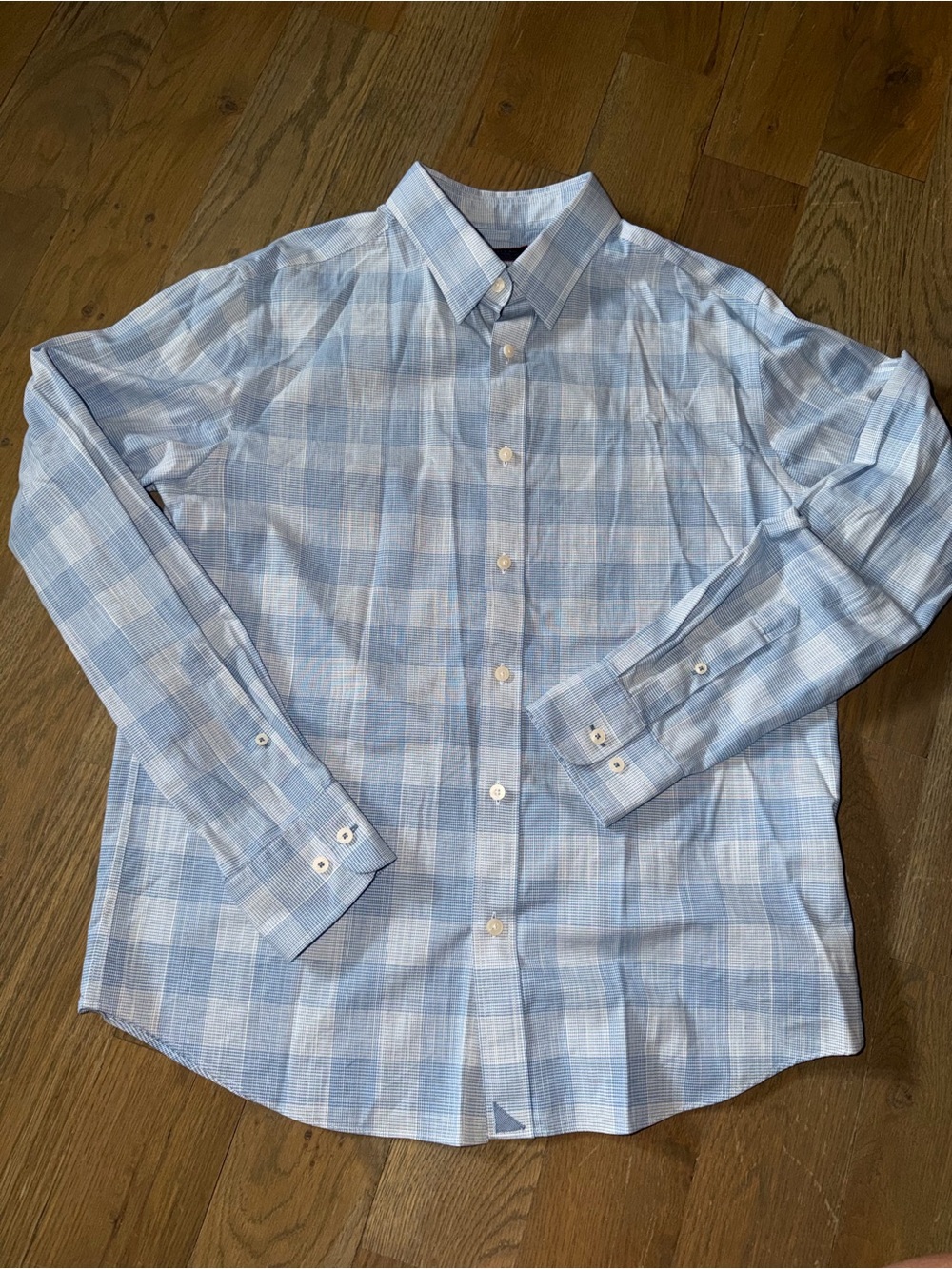 UNTUCKit Men's Long Sleeve Blue Plaid Check Button-Down Shirt Sz L slim fit